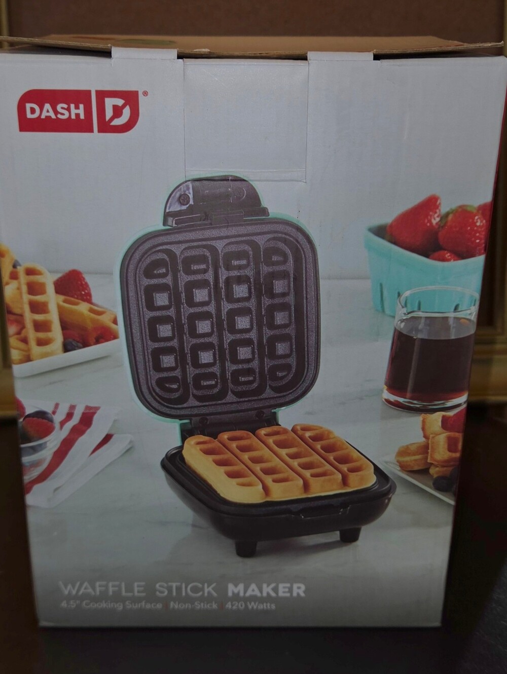 New Dash Waffle "STICK" Maker Teal Aqua Non-Stick RECIPES Included